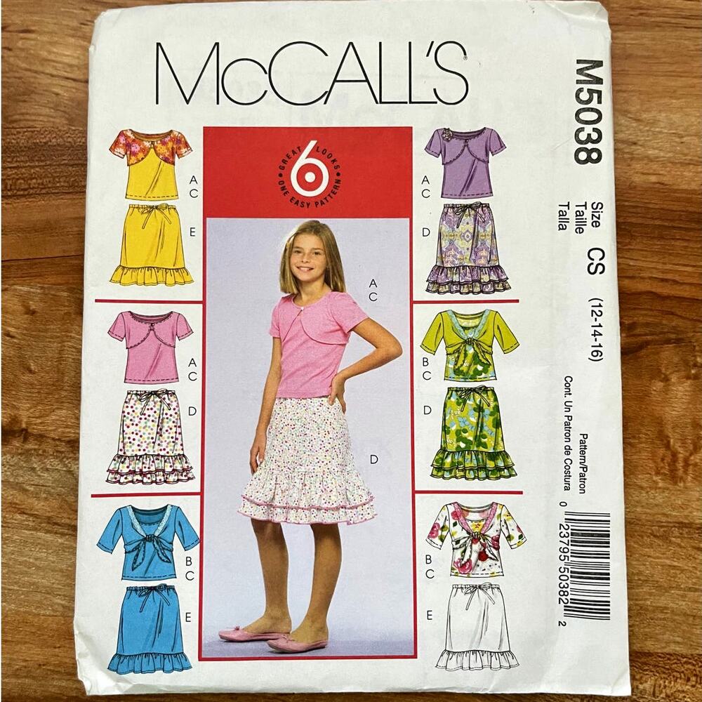 UNCUT Y2K 2006 McCalls 5038 Sewing Pattern Size XS / S Shrug Tank Top Skirt